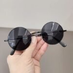 Retro Quadro Redondo Crianças Óculos De Sol Pai Criança Estilo Correspondência Proteção UV Para Meninos Meninas Na Moda - Imagem 2