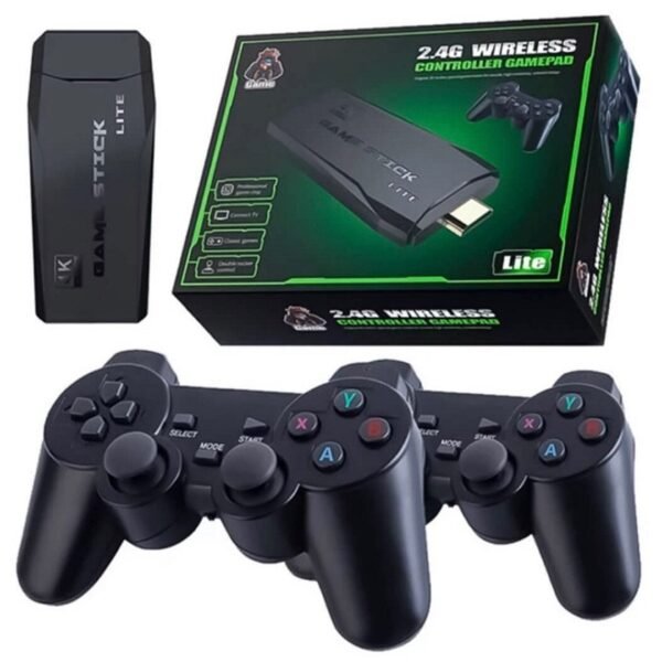 Vídeo Game Stick Lite 4k 2 Controles S/fio Retro 64GB ( 20000 jogos) (Verde CX pequena