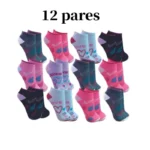 Kit 12 Pares Meias Feminina Soquete Colorida 35 ao 40