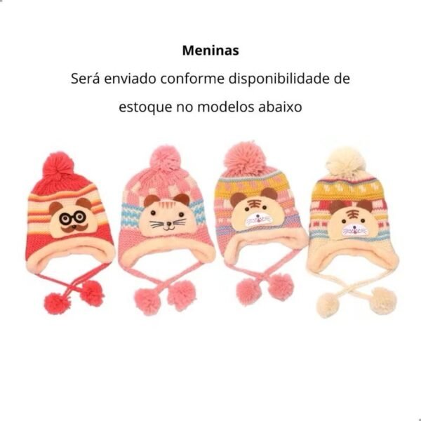 pacote 12 Touca Infantil Gorro Juvenil Com Pompom Toca de Criança Forrada de Pelinho de Lã menina e menino