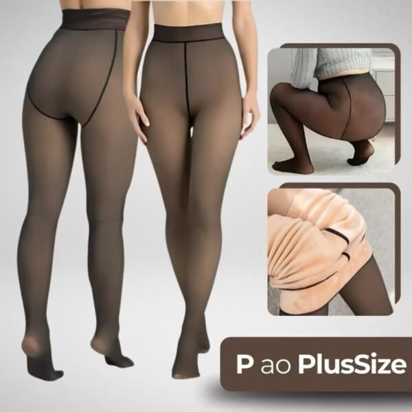 pacote 12 Meia-Calça Feminina Legging Térmica Forrada Peluciada de Lã Super Elástica Slim